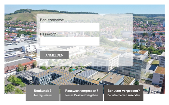 Screenshot der Anmeldung im Kundencenter